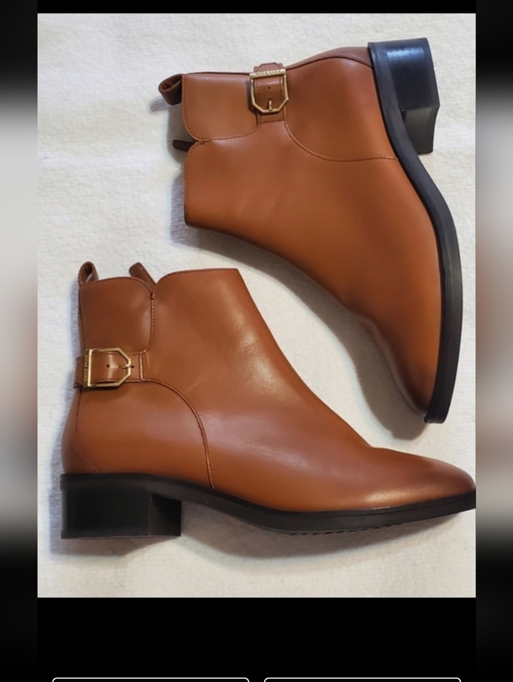 Chic Cole Haan  Leather Tan Ankle Boots with Buckle Detail. 8 1/2 B
